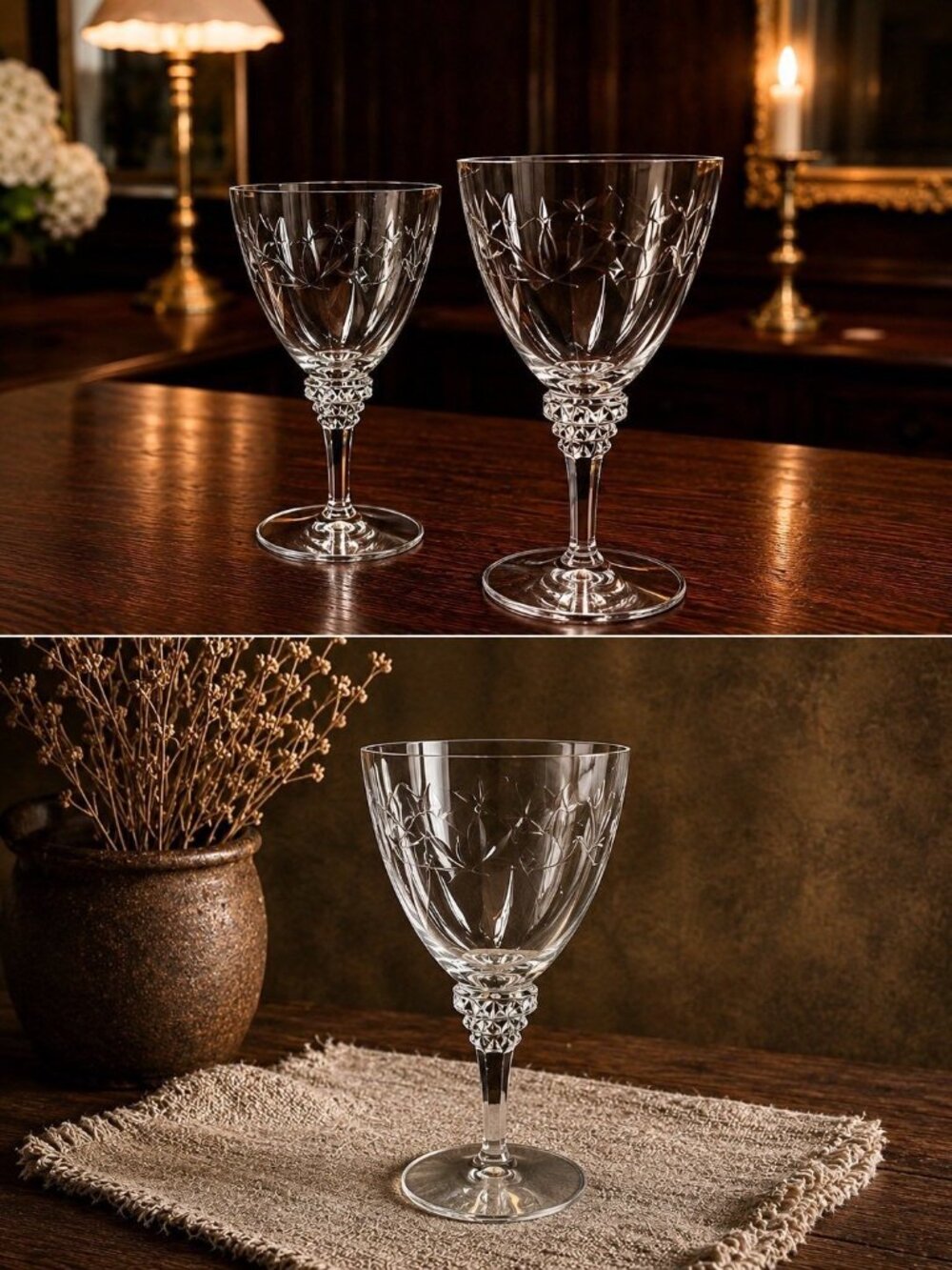 Set of 4 Vintage Tiffin Franciscan Rose Marie Water Glasses | Mid Century Etched - Picture 2 of 4